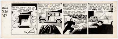 Chester Gould Dick Tracy Daily Comic Strip Original Art dated 8-28-47 (Chicago Tribune Syndicate, 1945).  Wartime - | Heritage