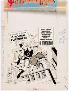 O Demolidor (Daredevil Portuguese Series) #4 Cover and Color Guide Production Art (EBAL, 1969). A foreign version - | Heritage
