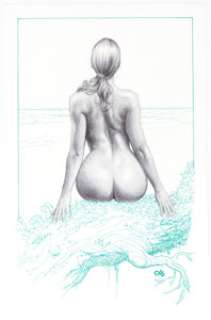 Frank Cho - Woman Ballpoint Illustration Original Art (c. 2019). A beautifully unique and detailed illustration of - | Heritage