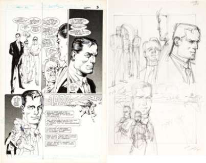 Howard Chaykin The Shadow #2 Story Page 3 Original Art (DC, 1986). Lamont Cranston is joined by his sons as he - | Heritage