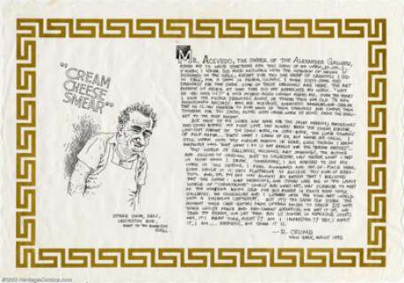 Robert Crumb - Original Illustration "Cream Cheese Smear" (1993). In 1993, gallery owner Alex Acevedo - | Heritage