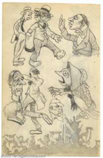 Robert Crumb - Original Sketches, Men, Cats, and Snakes (1961). Two-sided page from one of Crumb’s many - | Heritage