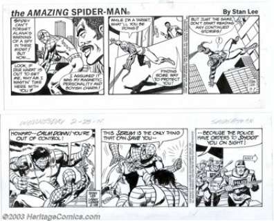 Larry Lieber - Original Comic Strip Art for The Amazing Spider-Man, Group of 25 Dailies (King Features, 1990-94). - | Heritage
