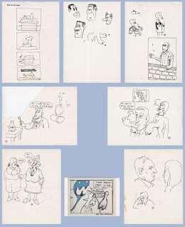 Kamagurka | 7 sketch pages + 1 edited museum card  - [1976] | Catawiki