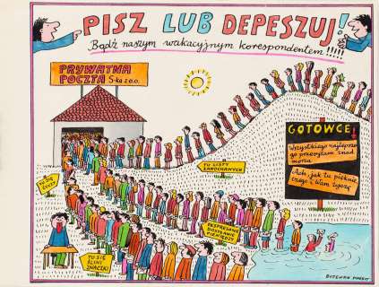 Bohdan Butenko (1931 - 2019) | Bohdan Butenko | Pisz lub depeszuj - ilustracja do czasopisma Płomyczek | Desa Unicum