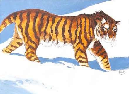 Frank Pe | Le tigre, dessin original au fusain, Ã  la gouache et Ã … | Septimus