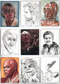 Jason Palmer - Star Wars Character Sketch Cards - 9Pc Lot - All Signed 2011