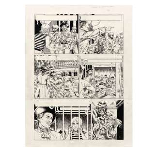 CHRISTOPHE SIMON (NÉ EN 1974) - Lot #42 - Les Disparus du Gange Cinquième planche de Corentin Encre de Chine 61 x 46 cm. Parue dans le Journal Tintin...