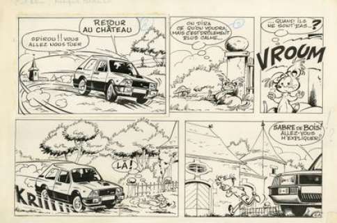 Nic BROCA (1932-1993... - Lot 9 - Spirou et Fantasio - Le fantacoptère solaire Encre...
