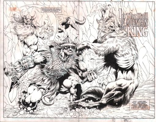 Doug Wheatley, John Nyberg - Conan #5 Pgs.2&3 - ‘In the Hall of the Mountain King‘ Title Dps - Signed - 1995