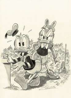 Vendetta, Z. - Original Drawing - Daisy and Donald Duck in the Garden | Catawiki