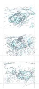 Vendetta, Z. - Original Pencil Triptych -  Donald Duck’s Car Crash | Catawiki