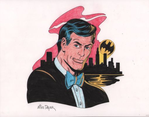 Mike Royer | Bruce Wayne & Bat Signal Color Commission - Signed | Anthony’s Comic Book Art