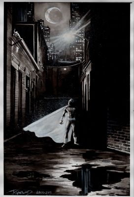 J.K. Woodward | Beautiful Mixed Media Moon Knight Pinup (2015) | Romitaman