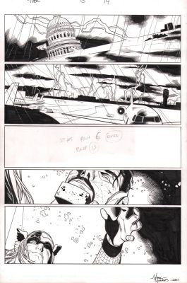 Mark Morales, Olivier Coipel | Thor #3 P.14 - Thor Vs Tony - Signed - 2007 | Anthony’s Comic Book Art