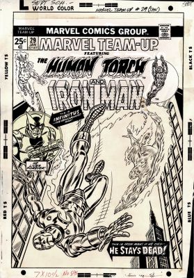 John Romita Sr. | Marvel Team-Up #29 Cover (Iron Man & Human Torch Battle Infinitus!) 1974 | Romitaman