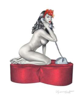 Casotto, Giovanna - original illustration "Pin-up on phone" (2005) | Catawiki