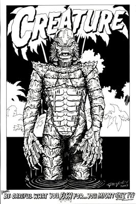 Kirk Jarvinen | The Creature From the Black Lagoon Detailed Pinup (All Wording Is Hand Drawn Also!) | Romitaman
