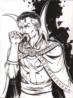 Unknown Artist? | Dr. Strange Twirling ’Stache Commission - Signed ’Dwl’ - 2016 | Anthony’s Comic Book Art