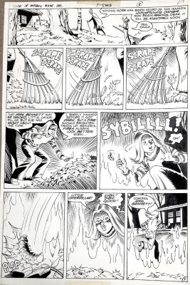Ramona Fradon | Fradon, Ramona - House of Mystery #275 Pg 5, Girl Rakes Leaves with Magic Catapillar 1979 | Cool Lines Art