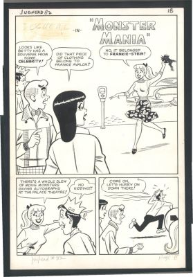 Dan Decarlo | Awesome Decarlo 3 Page Large Art Story - the Archie Gang Meet the Monsters - Frankenstein, Dracula, Mummy, Wolfman Issue Jughead # 82 Page Story | Koch Comic Art