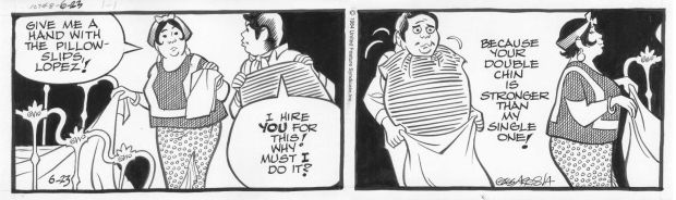 Gus Arriola | Arriola, Gus - Gordo Daily, 2 Panels, Gordo & Maid 6/23 1984 | Cool Lines Art