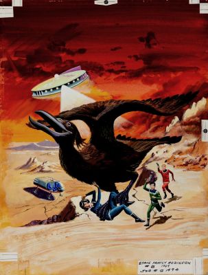George Wilson | Space Family Robinson #8 Cover Painting (Entire Family Battles Giant Prehistoric Bird!) 1964 | Romitaman