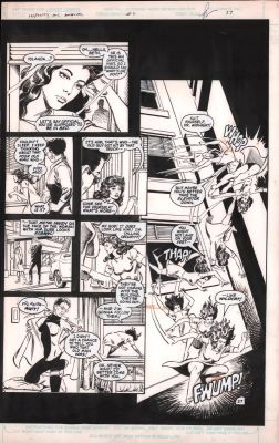 Lou Manna, Tony Dezuniga | Infinity Inc Annual #2 P.27 - Yolanda Jumps Out a Window - 1988 | Anthony’s Comic Book Art