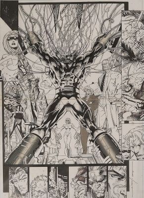 Jim Lee, Scott Williams | X-Men #5 (1992) - Pages 11-12 Double Page Splash with Wolverine & Omega Red By Jim Lee | ComicArtFans Classifieds