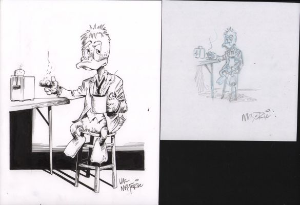 Val Mayerik | Howard the Duck with Prelim 2Pc Commission - Signed | Anthony’s Comic Book Art