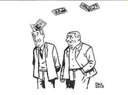 Paco Roca - ink illustration "Money head" 25 x 35 cm | Catawiki