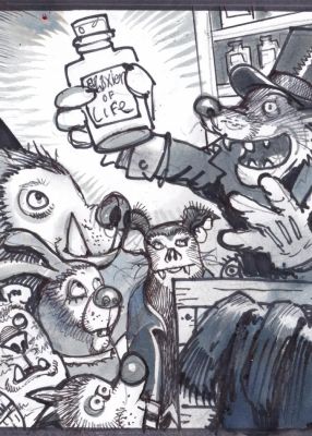 Simon Bisley – Salty Dogs Card art – Ink – Magic elixir | Berserker Art