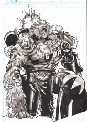 Andrei Bressan – Warhammer 40k – Wulfen – greyscale illustration 1 | Berserker Art