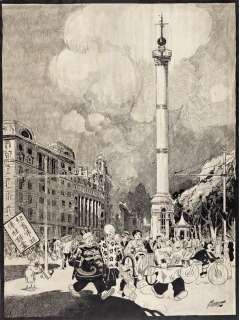 (DISNEY / KING FEATURES) LOUIS BIEDERMANN (1874-1957) Shanghai with the Old Shanghai Weather Station with the Bund in the background. | Swann Galleries