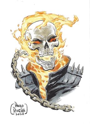 Paolo Rivera | Ghost Rider Painted Headshot Illustration Page Painted Illustration | Splash Page