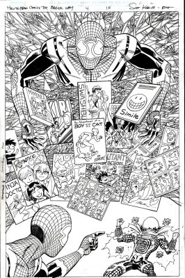 Scott Koblish | Spider-Man / Mysterio: How To Read Comics the Marvel Way #4 P 10 Splash (Spider-Man Battles Mysterio in Comicbook Store!) 2020 | Romitaman