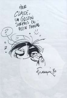 Franquin, André - Dédicace originale  Gaston Lagaffe - (1980) | Catawiki