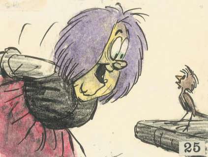 MERLIN L’ENCHANTEUR Studio Disney, 1963. Dessin de storyboard au pastel | Rossini
