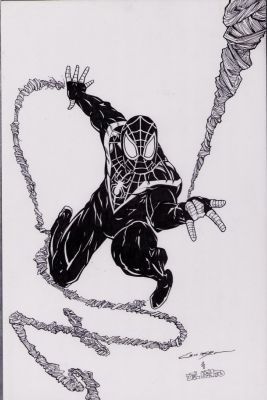 Eric Negron, Joe Delbeato | Miles Morales Web Swinging Ink Art Commission - Signed 2X | Anthony’s Comic Book Art