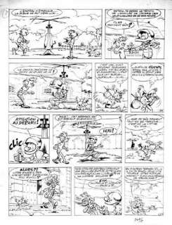 BROCA. Â« Spirou Â». Encre de Chine noire pour la planche 3 de cette aventure. | Tessier Sarrou