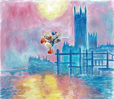 Donald Duck in London inspired by Monet - Original Painting - Tony Fernandez | Catawiki