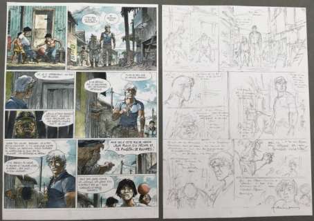 Hermann - Planche originale crayonnés - Bernard Prince T.18. - Menace Sur le Fleuve - (2010) | Catawiki