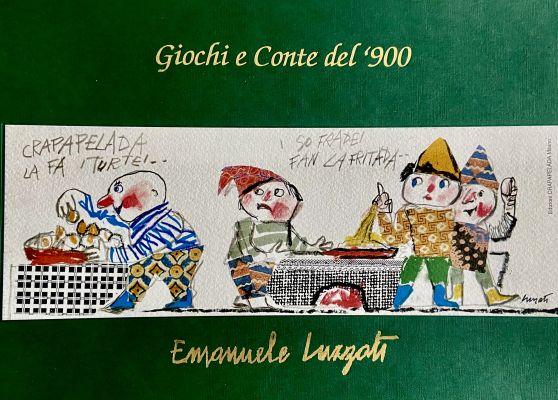 Emanuele Luzzati | "Giochi e Conte del ’900". Cofanetto edizioni Crapapelada Milano 2001. Cm. 30x22. Cofanetto cartonato. Code 2006. | Segni e Disegni