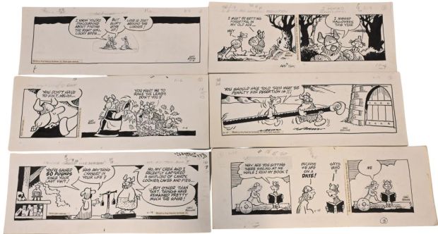 Lot 79 - 12 Chris Browne, Hagar the Horrible Daily Comic Strip Original Art Ink on paper, twelve original multi-panel daily… | misc / divers