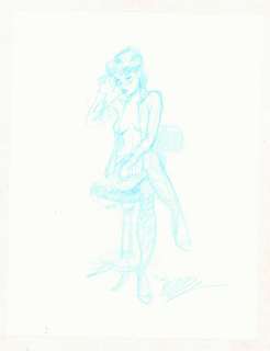 Michael Dooney - Dave Stevens-Esque Babe Seated in Fishnets - Signed