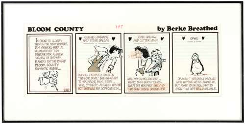 "BLOOM COUNTY" FRAMED DAILY STRIP ORIGINAL ART. | Hake’s