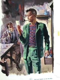 Follet, René - Dessin original en couleur - Peinture huile  - Â«Â Une Lecture SuprenanteÂ Â» | Catawiki