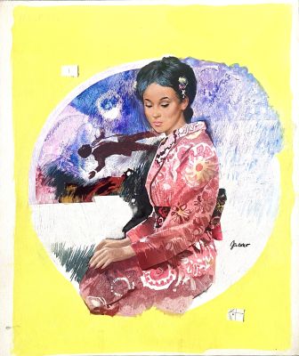 Carlo Jacono | Original cover for Gialli Mondadori n. 1262 "Virgil Tibbs: cinque giade preziose" by John Ball. Cm. 37x43,5. Gouache on board. Signed. Mint. Code 2154. | Segni e Disegni