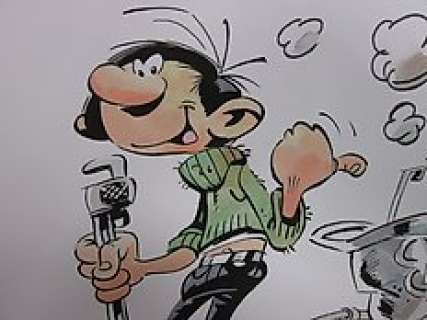 Gaston -  Dessin originale Ã  l’aquarelle- Hommage Ã  Gaston et Franquin | Catawiki