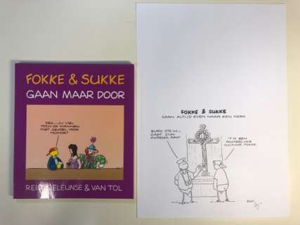 Tol, Jean-Marc van - Originele tekening + Album - Fokke & Sukke ’’gaan altijd even naar een kerk’’ - EO | Catawiki